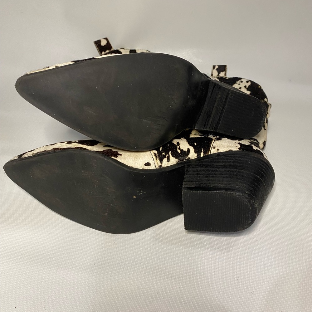 Dingo Black and White Cowhide Ankle Boots 8 1/5 leather - Picture 7 of 10